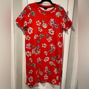 NWT Joules Size 6 Red Floral Short Sleeve Crew Neck Cotton Tee Shirt Dress